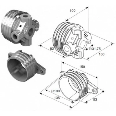 ДорХан Окончание пружины М 95U (OMI 3-3/4" U) на вал ф 1,25", 1312