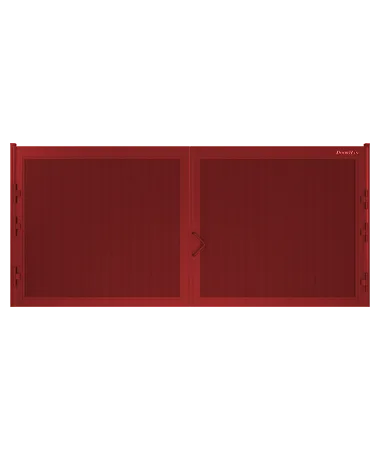 ДорХан Распашные ворота 5000х2000 цвета RAL 3000 (красный) с дизайном 'доска' без автоматики