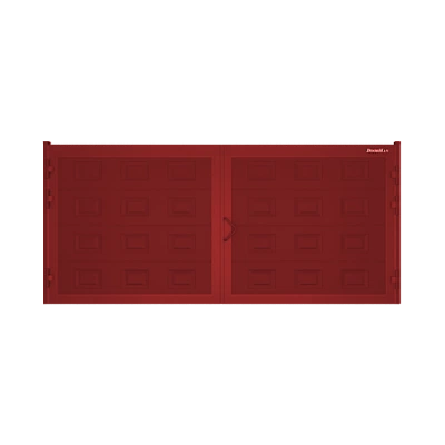 ДорХан Распашные ворота 2100х1200 цвета RAL 3000 (красный) с дизайном 'филенка' без автоматики