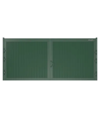 ДорХан Распашные ворота 4100х1900 цвета RAL 6005 (зелёный) с дизайном 'доска' без автоматики