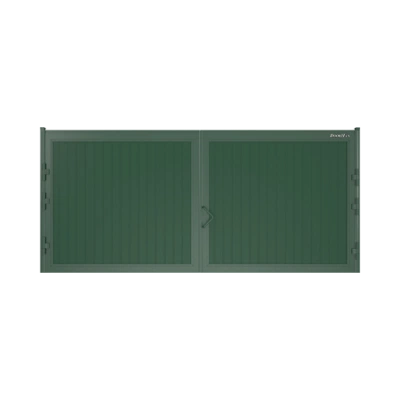 ДорХан Распашные ворота 3300х2000 цвета RAL 6005 (зелёный) с дизайном 'доска' без автоматики