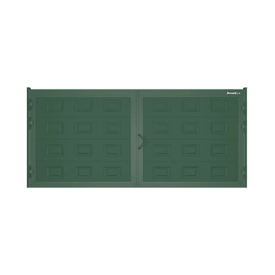 ДорХан Распашные ворота 2300х1500 цвета RAL 6005 (зелёный) с дизайном 'филенка' без автоматики