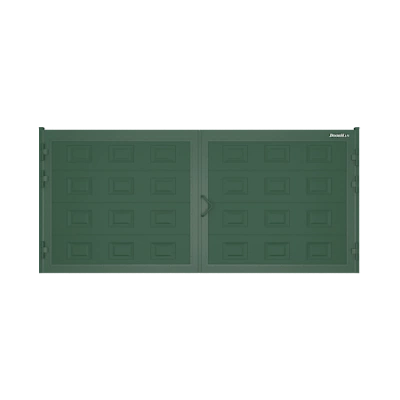 ДорХан Распашные ворота 2000х1900 цвета RAL 6005 (зелёный) с дизайном 'филенка' без автоматики