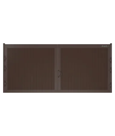 ДорХан Распашные ворота 2300х1300 цвета RAL 8017 (коричнево-красный) с дизайном 'доска' без автоматики