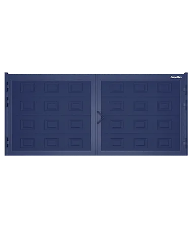 ДорХан Распашные ворота 3400х1800 цвета RAL 5005 (синий) с дизайном 'доска' с автоматикой