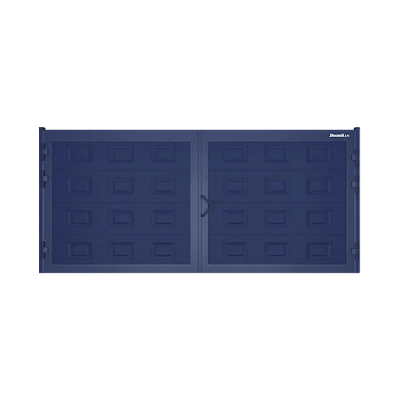 ДорХан Распашные ворота 2200х1700 цвета RAL 5005 (синий) с дизайном 'филенка' с автоматикой