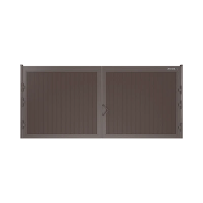 ДорХан Распашные ворота 4700х1000 цвета RAL 3000 (коричневый) с дизайном 'доска' с автоматикой