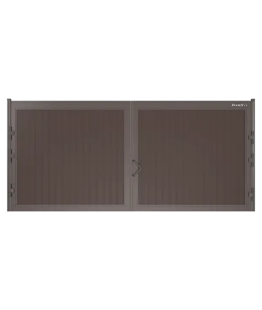ДорХан Распашные ворота 4500х1500 цвета RAL 3000 (коричневый) с дизайном 'доска' с автоматикой