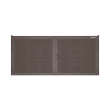 ДорХан Распашные ворота 2900х1800 цвета RAL 3000 (коричневый) с дизайном 'филенка' с автоматикой