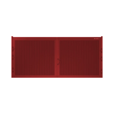 ДорХан Распашные ворота 2500х1200 цвета RAL 3000 (красный) с дизайном 'доска' с автоматикой