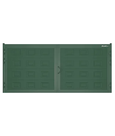ДорХан Распашные ворота 5000х1500 цвета RAL 6005 (зелёный) с дизайном 'филенка' с автоматикой