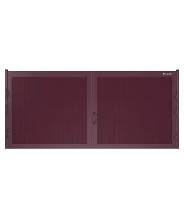 ДорХан Распашные ворота 3100х1900 цвета RAL 3005 (бордовый) с дизайном 'доска' с автоматикой