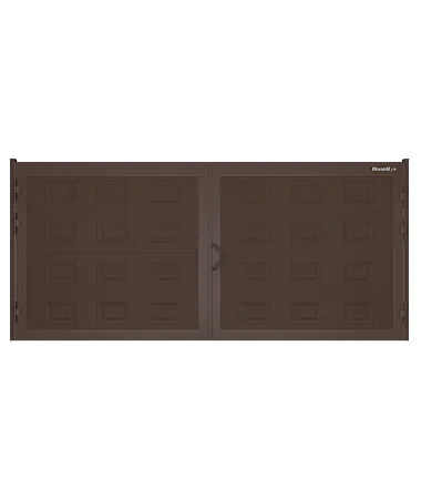ДорХан Распашные ворота 3700х1700 цвета RAL 8017 (коричнево-красный) с дизайном 'филенка' с автоматикой