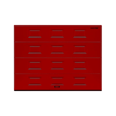 ДорХан Секционные ворота стальные 4300х2600 цвета RAL 3000 (красный) с дизайном 'филенка' с автоматикой