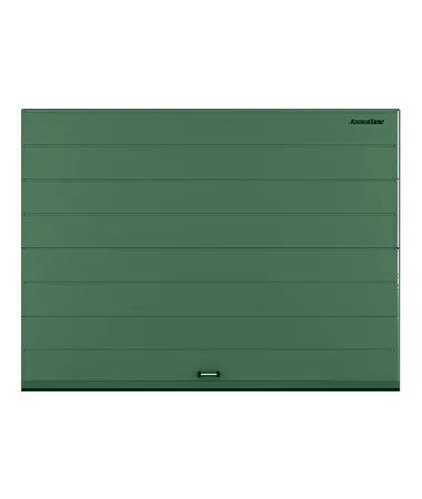 ДорХан Секционные ворота стальные 3200х2100 цвета RAL 6005 (зелёный) с дизайном 'широкая центральная полоса' с автоматикой